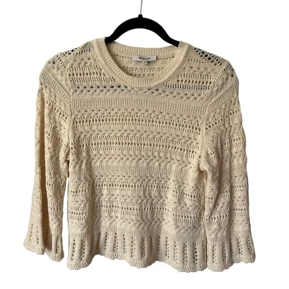 Madewell Scalloped-Trim Sweater Tee, Ivory Size - Picture 3 of 7